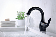 Смеситель для раковины Lemark Swan LM5406BG Черный матовый Золото