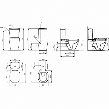 Унитаз компакт Ideal Standard Connect E803701 без бачка и сиденья