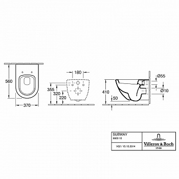 Унитаз Villeroy&Boch Subway 660010R1 подвесной без сиденья
