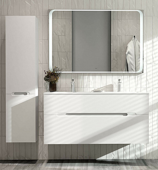 Тумба под раковину Jorno Modul 120 Mоl.01.122/P/W подвесная Белый глянец