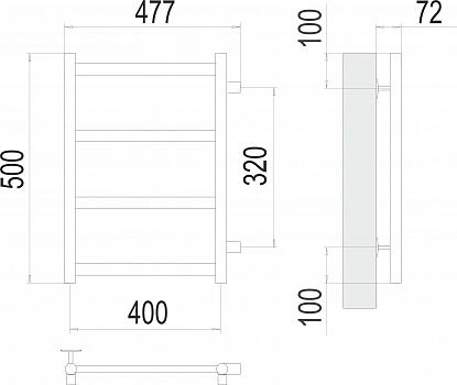 Аврора П4 400х500 бп320 Полотенцесушитель  TERMINUS