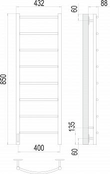 Полотенцесушитель Классик П8 400х850 левый электроTerminus