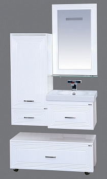 Тумба с раковиной Misty Европа 50 П-Евр01050-011По+BB500-LV-CER-N подвесная Белая эмаль