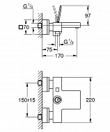 Смеситель для ванны Grohe Eurocube Joy 23666000 Хром