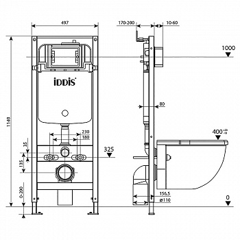 Инсталляция Iddis Optima Home OPH00MBi32K для унитаза с Черной клавишей смыва