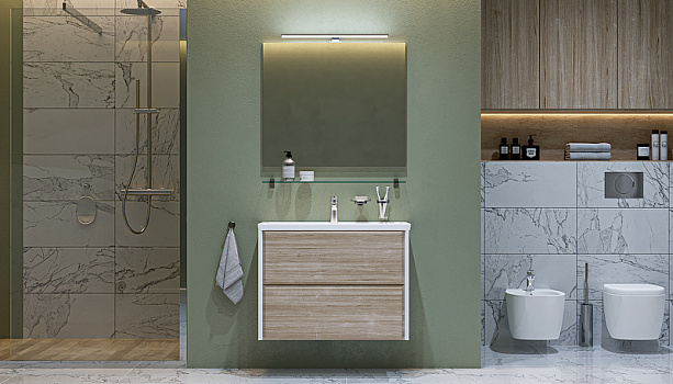Тумба под раковину Velvex Gesso 80 tpGES.80.2Y-25.21 подвесная Белая Дуб сонома