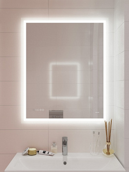 Зеркало Cersanit Led 080 Design Pro 70 KN-LU-LED080*70-p-Os с подсветкой с часами и подогревом