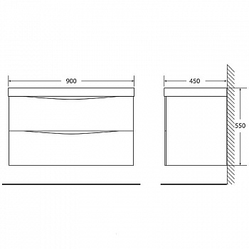 Тумба под раковину BelBagno Marino 90 MARINO-900-2C-SO-RN-P подвесная Rovere Nature