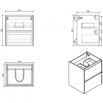 Тумба под раковину BelBagno Pietra Mini 50 PIETRA MINI-500-2C-SO-BL подвесная Bianco Lucido