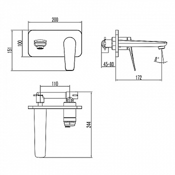 Смеситель для раковины Lemark Bronx LM3726GM Графит