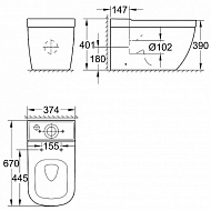 Унитаз компакт Grohe Euro Ceramic 3933800H без бачка и сиденья
