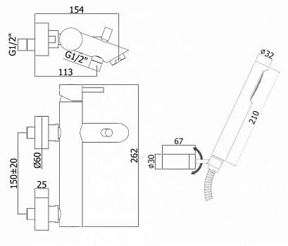 Смеситель для ванны Paffoni Light LIG023HG Золото