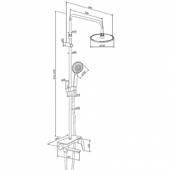 Душевая система Damixa Jupiter 977730300 Черная матовая