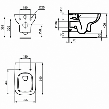 Унитаз Ideal Standard I.Lifе A T471701 подвесной без сиденья