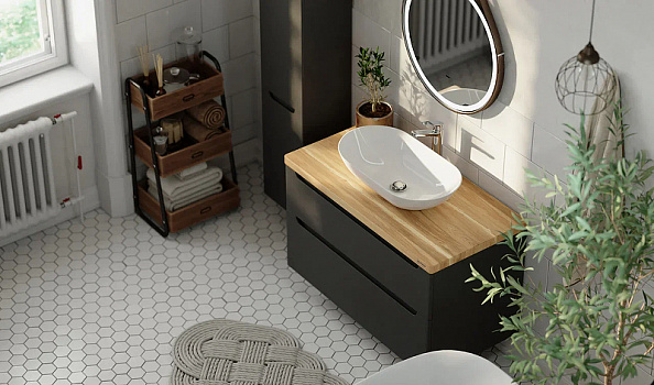 Тумба под раковину Jorno Wood 80 wood.01.80/P/GR подвесная Серая