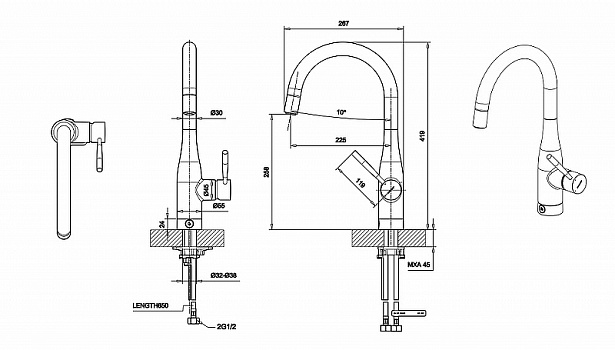 Смеситель для кухни Bravat Miranda F7164208CP-2-ENG Хром