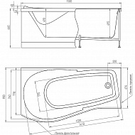 Акриловая ванна Timo Vino 150x90 L VINO1590L без гидромассажа