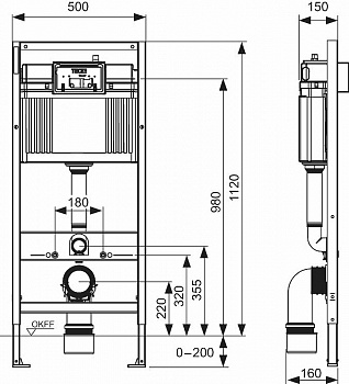 Инсталляция Tece Base 9400413 для подвесного унитаза с Белой кнопкой смыва