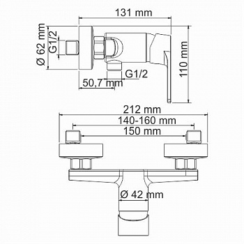 Смеситель для душа WasserKRAFT Dill 6102 Хром