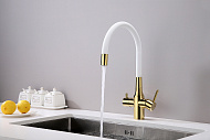 Смеситель для кухни Paulmark Salix Sa213419-Gw Золото Белый
