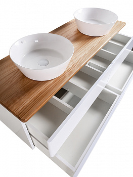 Тумба с раковиной Orange Otto 130 Ot-130TuWOOD+B08-360W подвесная Белая Ясень