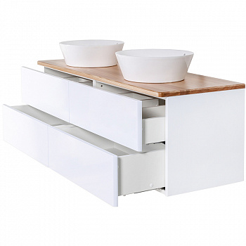 Тумба с раковиной Orange Otto 130 Ot-130TuWOOD+B08-360W подвесная Белая Ясень
