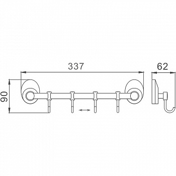 Вешалка для полотенец Haiba HB1615-4 Хром