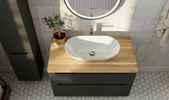 Тумба под раковину Jorno Wood 80 wood.01.80/P/GR подвесная Серая