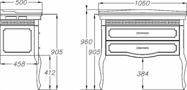 Комплект мебели для ванной Opadiris Фреско 105 00-00003804+Z0000001821+00-00003814+4640021063583 Светлый орех с темной патиной