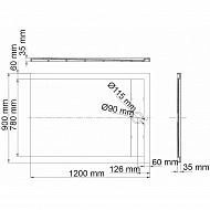 Душевой поддон из искусственного камня WasserKRAFT Abens 120x90 20T07 Черный матовый