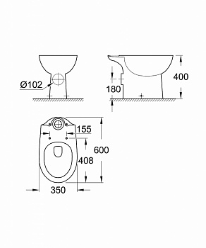 Унитаз Grohe Bau Ceramic 39428000 без бачка и сиденья
