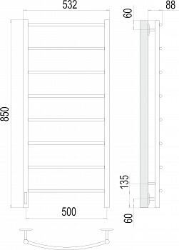 Полотенцесушитель Классик П8 500х850 левый электроTerminus