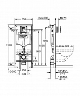 Инсталляция Grohe Rapid SL 39501000 для унитаза с клавишей смыва Хром