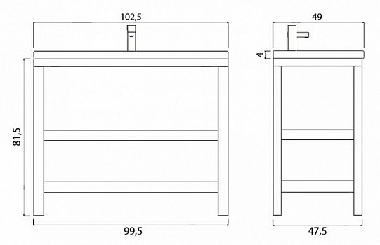 Тумба под раковину Creto Provence 105 9-1118W Wood