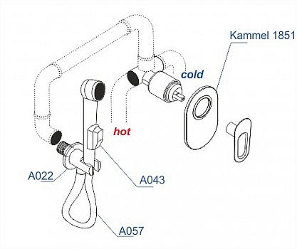 Гигиенический душ со смесителем WasserKRAFT Kammel A111857 Хром