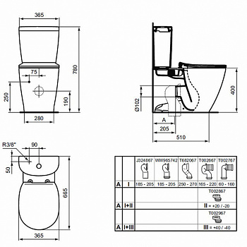 Унитаз компакт Ideal Standard Connect E039701 без бачка и сиденья