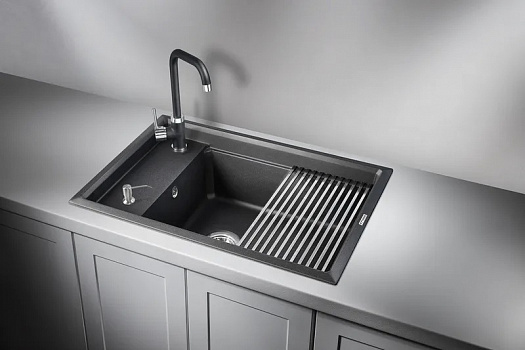 Кухонная мойка GRANULA Kitchen Space (7305, ЧЁРНЫЙ)