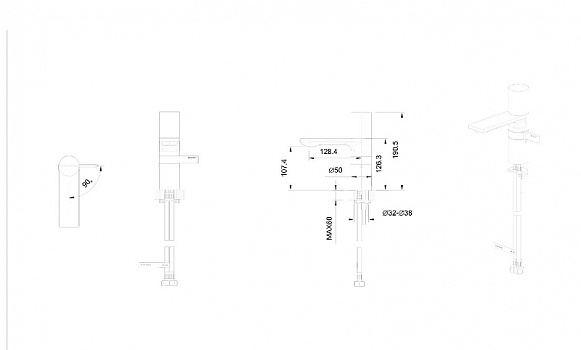Смеситель для раковины Bravat F1440577BW-RBG-ENG Черный Золото