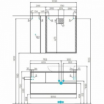 Тумба с раковиной Aquaton Терра 105 1A2469K2TEKA0 подвесная Дуб кантри Антрацит