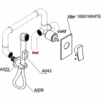 Гигиенический душ со смесителем WasserKRAFT Aller A010656WHITE Хром Белый