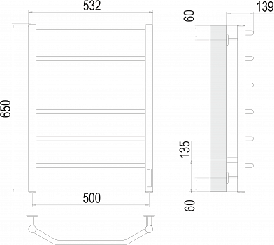 Полотенцесушитель Виктория П6 500х650 электроTerminus