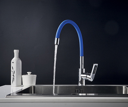 Смеситель для кухни Rossinka Z35-35U-Blue Синий Хром