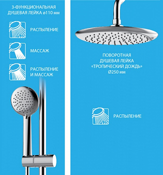 Душевая система Lemark Tropic LM7009C Хром Черный
