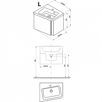 Тумба под раковину Ravak SD 10° 55 L X000000739 подвесная Белая глянцевая