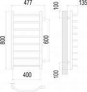 Виктория П8 400х800 бп600 Полотенцесушитель  TERMINUS