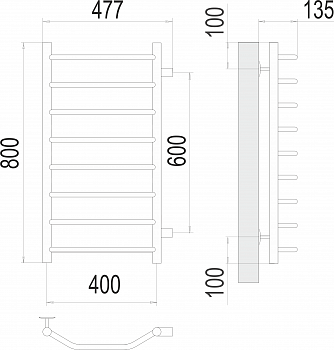 Виктория П8 400х800 бп600 Полотенцесушитель  TERMINUS
