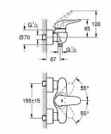 Смеситель для душа Grohe Eurostyle 23722LS3 Белая луна Хром