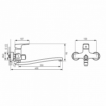 Смеситель для ванны Ferro Tiga Verdeline BTG5A Хром