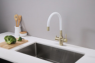 Смеситель для кухни Paulmark Salix Sa213419-BRw Бронза Белый