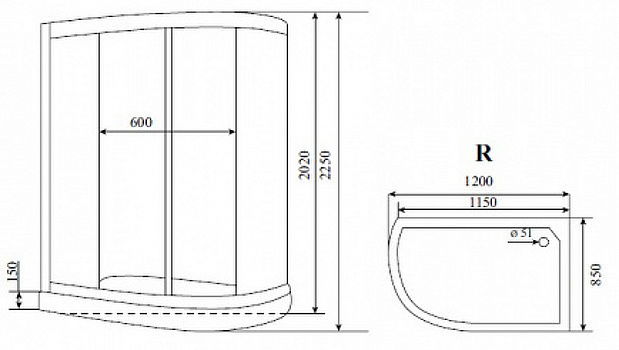Душевая кабина Timo Standart 120х85 T-1102PR без гидромассажа